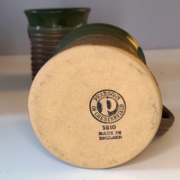 Vintage Stoneware Mugs Green and Brown Glaze - Picture 4 of 6